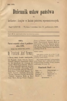 Dziennik Ustaw Państwa dla Królestw i Krajów w Radzie Państwa Reprezentowanych. 1899, cz. 78