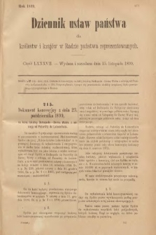 Dziennik Ustaw Państwa dla Królestw i Krajów w Radzie Państwa Reprezentowanych. 1899, cz. 87