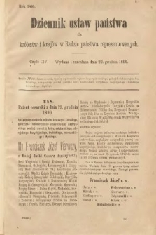 Dziennik Ustaw Państwa dla Królestw i Krajów w Radzie Państwa Reprezentowanych. 1899, cz. 104