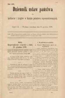 Dziennik Ustaw Państwa dla Królestw i Krajów w Radzie Państwa Reprezentowanych. 1899, cz. 110