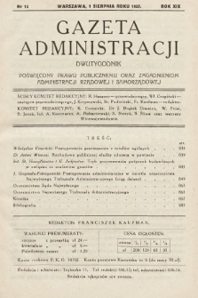 Gazeta Administracji : dwutygodnik poświęcony prawu publicznemu oraz zagadnieniom administracji rządowej i samorządowej. 1937, nr 15