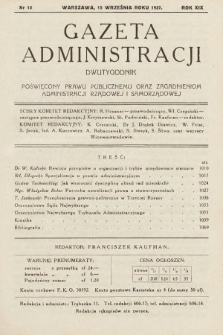 Gazeta Administracji : dwutygodnik poświęcony prawu publicznemu oraz zagadnieniom administracji rządowej i samorządowej. 1937, nr 18