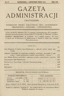 Gazeta Administracji : dwutygodnik poświęcony prawu publicznemu oraz zagadnieniom administracji rządowej i samorządowej. 1937, nr 21