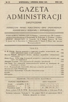 Gazeta Administracji : dwutygodnik poświęcony prawu publicznemu oraz zagadnieniom administracji rządowej i samorządowej. 1937, nr 23