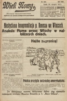 Wiek Nowy : popularny dziennik ilustrowany. 1923, nr 6655
