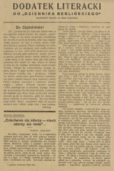 Dodatek Literacki do „Dziennika Berlińskiego". 1921, nr [1]