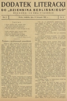 Dodatek Literacki do „Dziennika Berlińskiego". 1921, nr 4