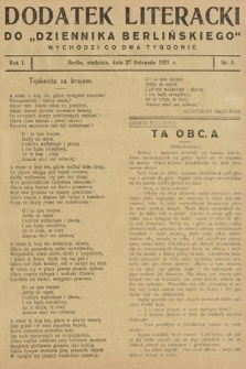 Dodatek Literacki do „Dziennika Berlińskiego". 1921, nr 5
