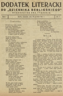 Dodatek Literacki do „Dziennika Berlińskiego". 1921, nr 7