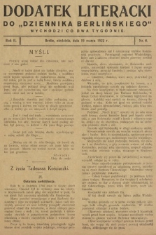 Dodatek Literacki do „Dziennika Berlińskiego". 1922, nr 6