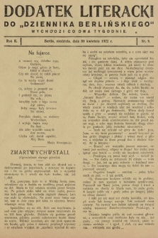 Dodatek Literacki do „Dziennika Berlińskiego". 1922, nr 9