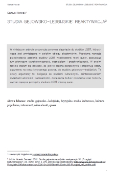 Studia gejowsko-lesbijskie: reaktywacja