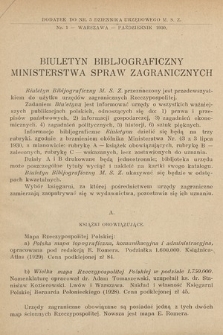 Biuletyn Bibljograficzny Ministerstwa Spraw Zagranicznych. 1930