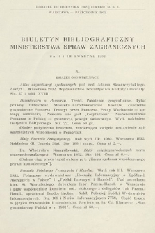 Biuletyn Bibljograficzny Ministerstwa Spraw Zagranicznych : za II i III kwartał 1932