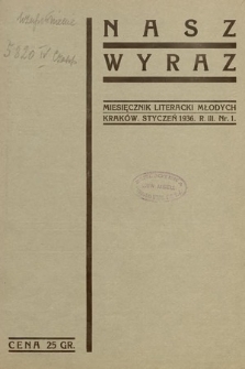 Nasz Wyraz : miesięcznik literacki młodych. 1936, nr 1
