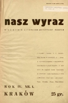 Nasz Wyraz : miesięcznik literacko-artystyczny młodych. 1937, nr 1