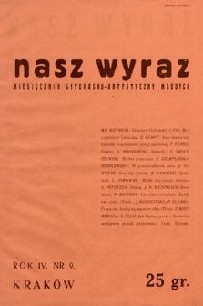 Nasz Wyraz : miesięcznik literacko-artystyczny młodych. 1937, nr 9