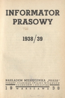 Informator Prasowy. 1938/39