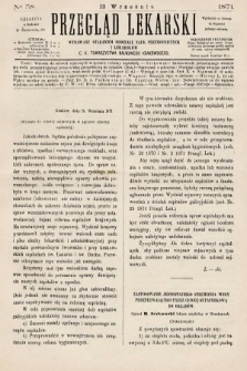 Przegląd Lekarski : wydawany staraniem Oddziału Nauk Przyrodniczych i Lekarskich C. K. Towarzystwa Naukowego Krakowskiego. 1871, nr 38