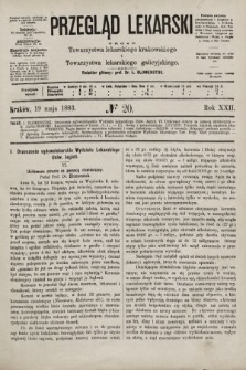 Przegląd Lekarski : organ Towarzystwa lekarskiego krakowskiego i Towarzystwa lekarskiego galicyjskiego. 1883, nr 20