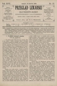 Przegląd Lekarski : Organ Towarzystw Lekarskich Krakowskiego i Galicyjskiego. 1888, nr 25