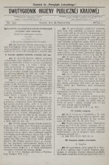 Dwutygodnik Higieny Publicznej Krajowej : dodatek do „Przeglądu Lekarskiego”. 1872, nr 22