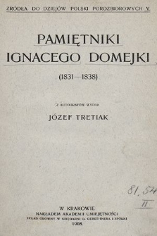 Pamiętniki Ignacego Domejki (1831-1838)
