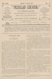 Przegląd Lekarski : organ Towarzystw Lekarskich Krakowskiego i Galicyjskiego. 1891, nr 6