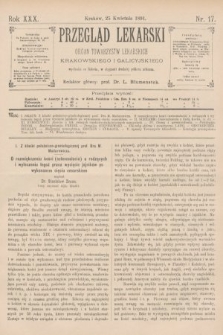 Przegląd Lekarski : organ Towarzystw Lekarskich Krakowskiego i Galicyjskiego. 1891, nr 17