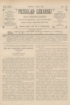 Przegląd Lekarski : organ Towarzystw Lekarskich Krakowskiego i Galicyjskiego. 1891, nr 27