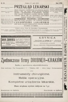 Przegląd Lekarski oraz Czasopismo Lekarskie. 1919, nr 20
