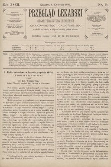Przegląd Lekarski : organ Towarzystw Lekarskich Krakowskiego i Galicyjskiego. 1893, nr 14