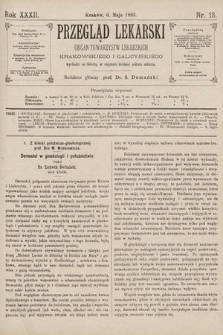 Przegląd Lekarski : organ Towarzystw Lekarskich Krakowskiego i Galicyjskiego. 1893, nr 18