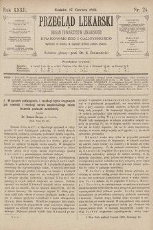 Przegląd Lekarski : organ Towarzystw Lekarskich Krakowskiego i Galicyjskiego. 1893, nr 24