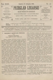 Przegląd Lekarski : organ Towarzystw Lekarskich Krakowskiego i Galicyjskiego. 1893, nr 47