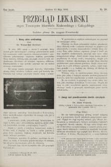 Przegląd Lekarski : organ Towarzystw lekarskich Krakowskiego i Galicyjskiego. 1904, nr 20