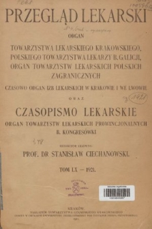 Przegląd Lekarski oraz Czasopismo Lekarskie. 1921 [całość]