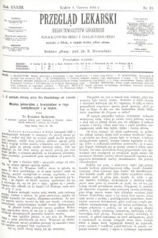Przegląd Lekarski : organ Towarzystw Lekarskich Krakowskiego i Galicyjskiego. 1894, nr 23