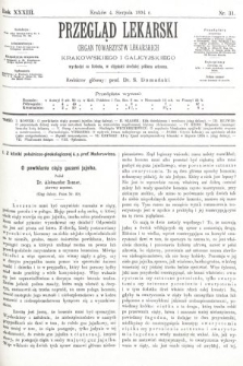 Przegląd Lekarski : organ Towarzystw Lekarskich Krakowskiego i Galicyjskiego. 1894, nr 31