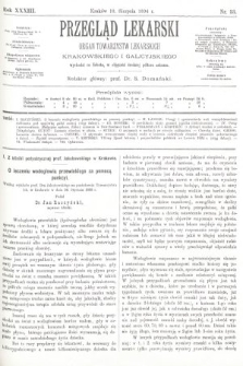 Przegląd Lekarski : organ Towarzystw Lekarskich Krakowskiego i Galicyjskiego. 1894, nr 33