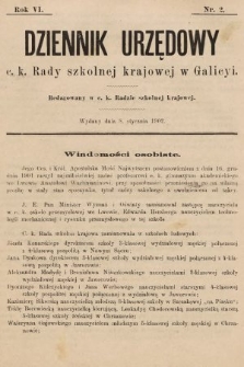 Dziennik Urzędowy c. k. Rady szkolnej krajowej w Galicyi. 1902, nr 2