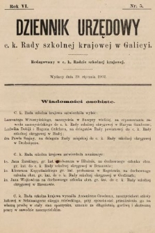 Dziennik Urzędowy c. k. Rady szkolnej krajowej w Galicyi. 1902, nr 5