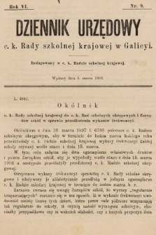 Dziennik Urzędowy c. k. Rady szkolnej krajowej w Galicyi. 1902, nr 9