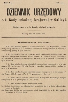 Dziennik Urzędowy c. k. Rady szkolnej krajowej w Galicyi. 1902, nr 11