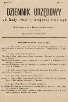 Dziennik Urzędowy c. k. Rady szkolnej krajowej w Galicyi. 1902, nr 13