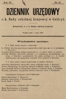 Dziennik Urzędowy c. k. Rady szkolnej krajowej w Galicyi. 1902, nr 17