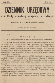 Dziennik Urzędowy c. k. Rady szkolnej krajowej w Galicyi. 1902, nr 19