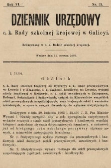 Dziennik Urzędowy c. k. Rady szkolnej krajowej w Galicyi. 1902, nr 21