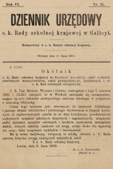 Dziennik Urzędowy c. k. Rady szkolnej krajowej w Galicyi. 1902, nr 25