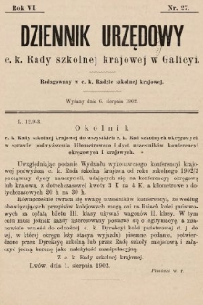 Dziennik Urzędowy c. k. Rady szkolnej krajowej w Galicyi. 1902, nr 27
